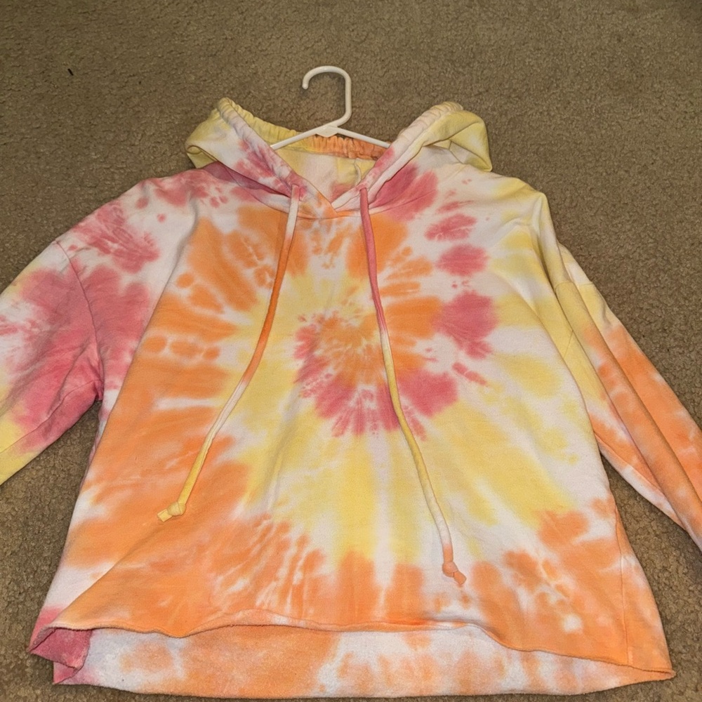 Tie-Dye Hoodie in Pink, Yellow, and Orange